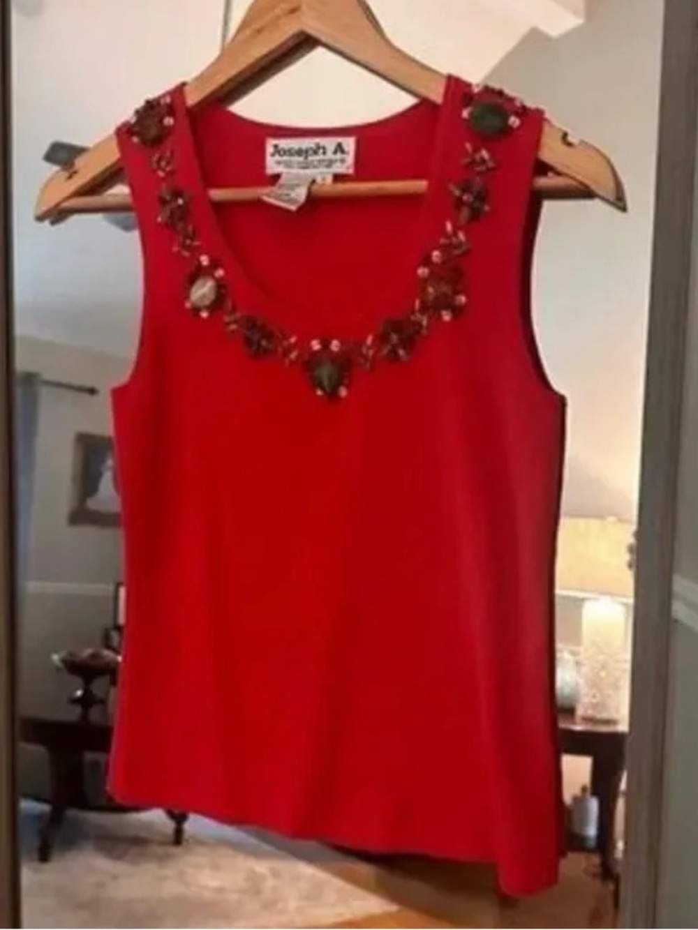 Joseph A Sweater Small Ribbed Sleeveless Beaded